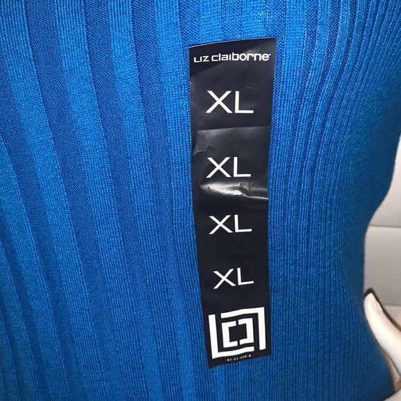 Pull over ribbed sweater Liz Claiborne royal blue - Picture 3 of 6